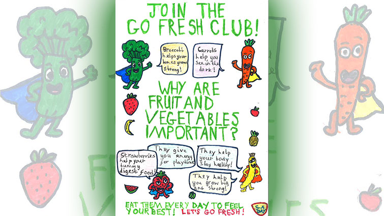 Winning Go Fresh Poster design by Rocco Johnstone from Our Lady of Lourdes Primary School in East Kilbride
