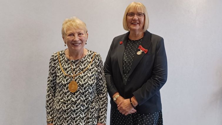 Provost Margaret Cooper and Karen Kelly.